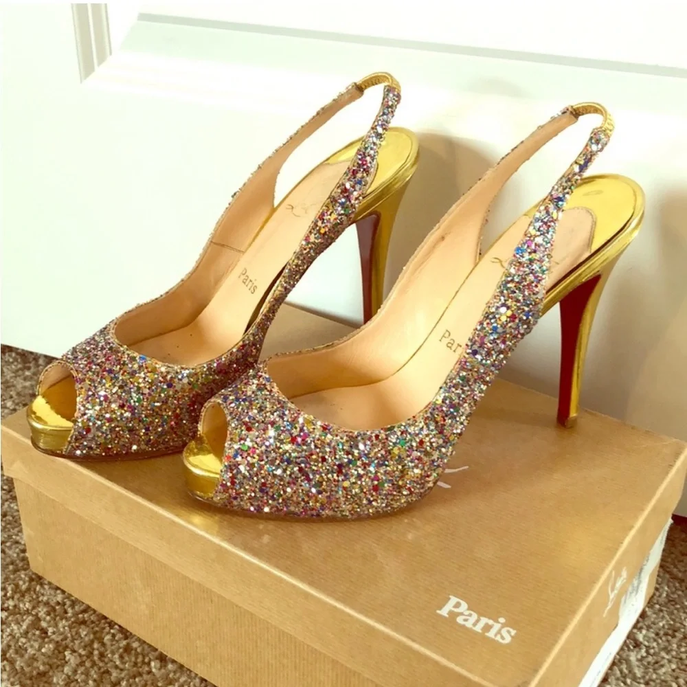 Louboutin Glitter Slingback - Picture 1 of 4